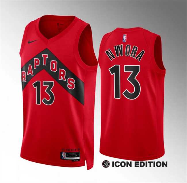 Men's Toronto Raptors #13 Jordan Nwora Red Icon Edition Stitched Basketball Jersey Dzhi
